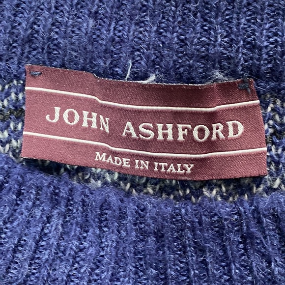 John Ashford made in Italy wool blend sweater fair isle Nordic - Picture 2 of 6
